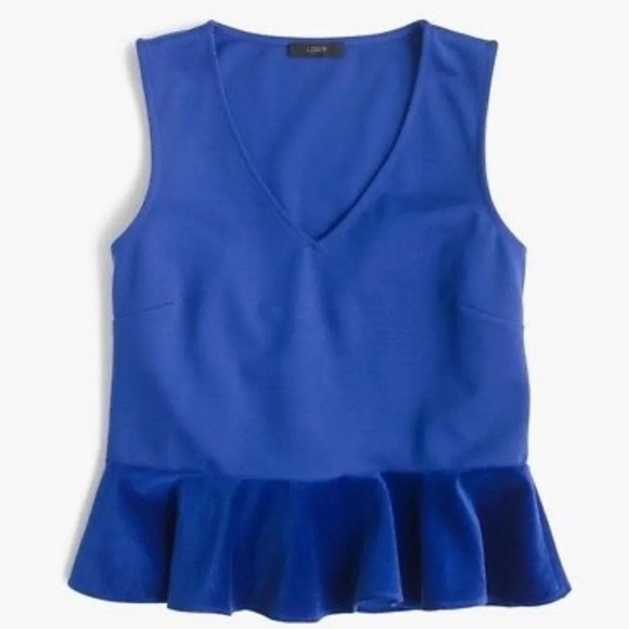 J.Crew Harbour View Sleeveless Blue Velvet Peplum Top, Size Large - NWT - Picture 6 of 14